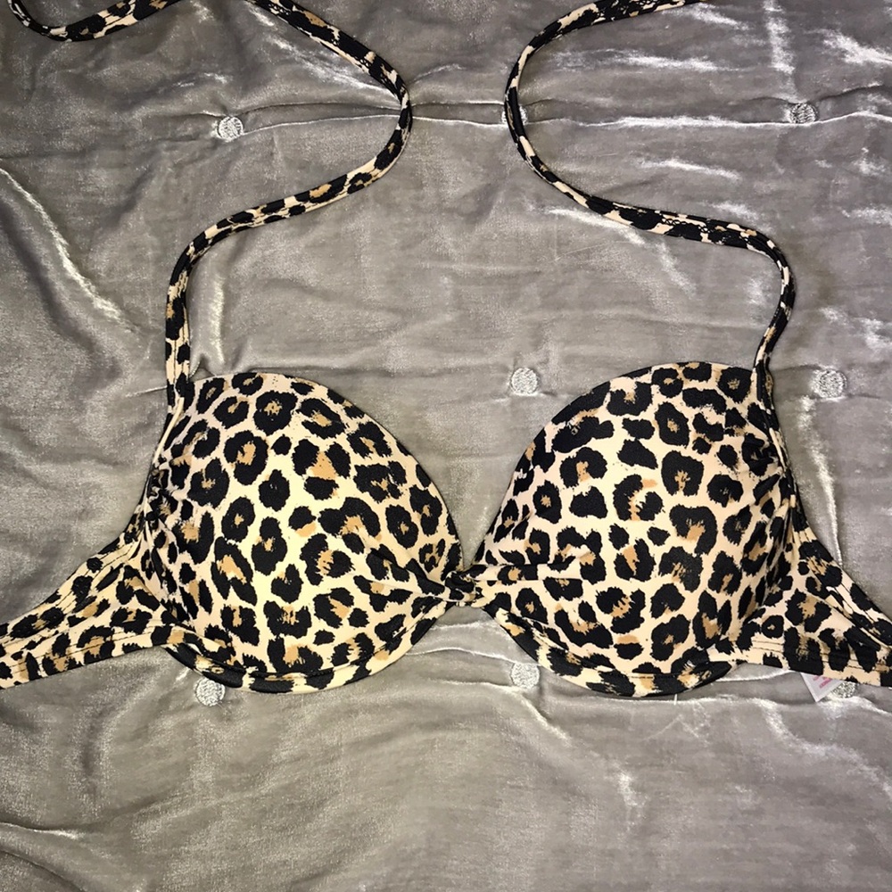 LEOPARD / CHEETAH PRINT PUSH UP HALTER BIKINI TOP